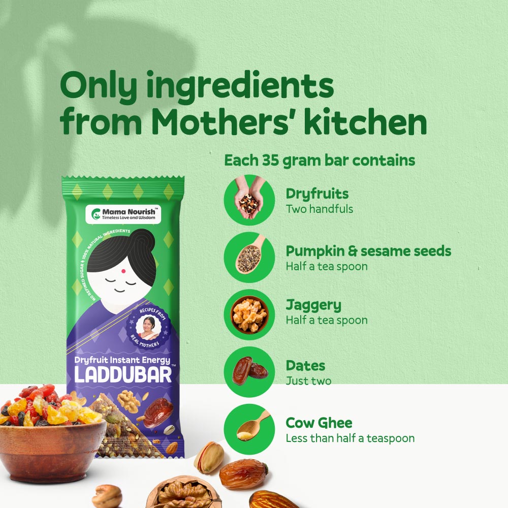 Dryfruit Instant Energy LadduBar Pack of 5 | Loved by everyone! - Mama Nourish