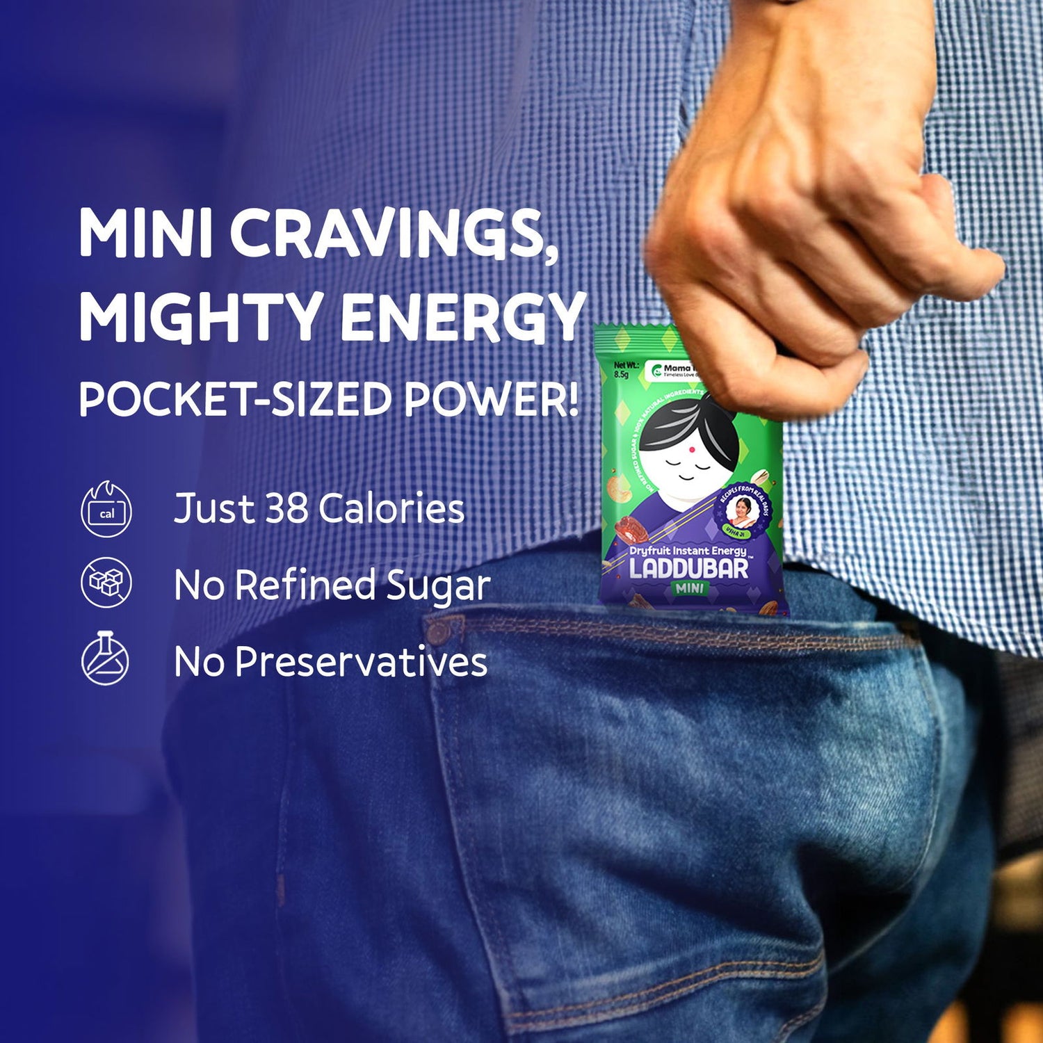Laddubar Mini Dryfruit Energy Bars | No Refined Sugar & Preservatives Free | Bite Size Blessings | Pack of 15 - Mama Nourish