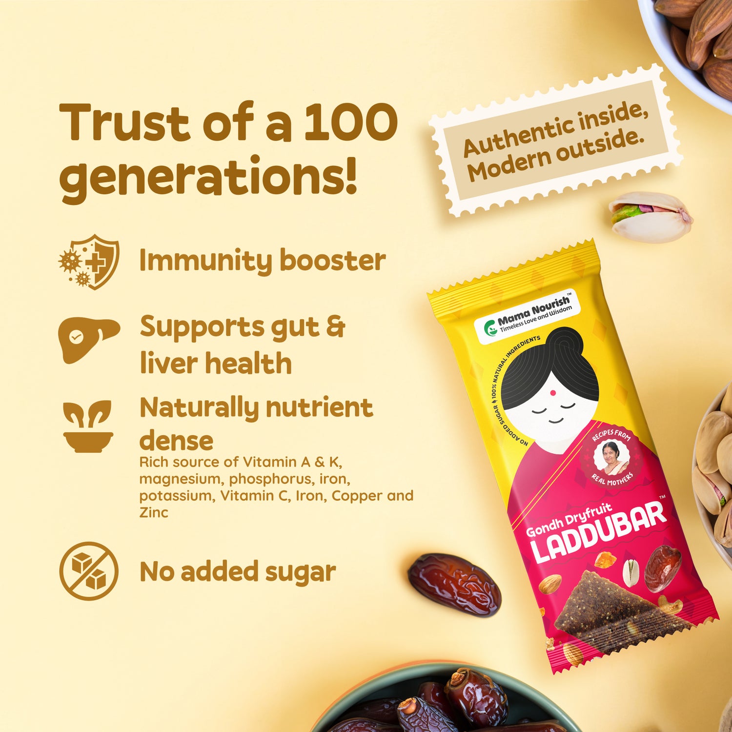 Gondh Dryfruit LadduBar | Gond Ke Laddu as Bar | No preservatives | No refined sugar | Pack of 6