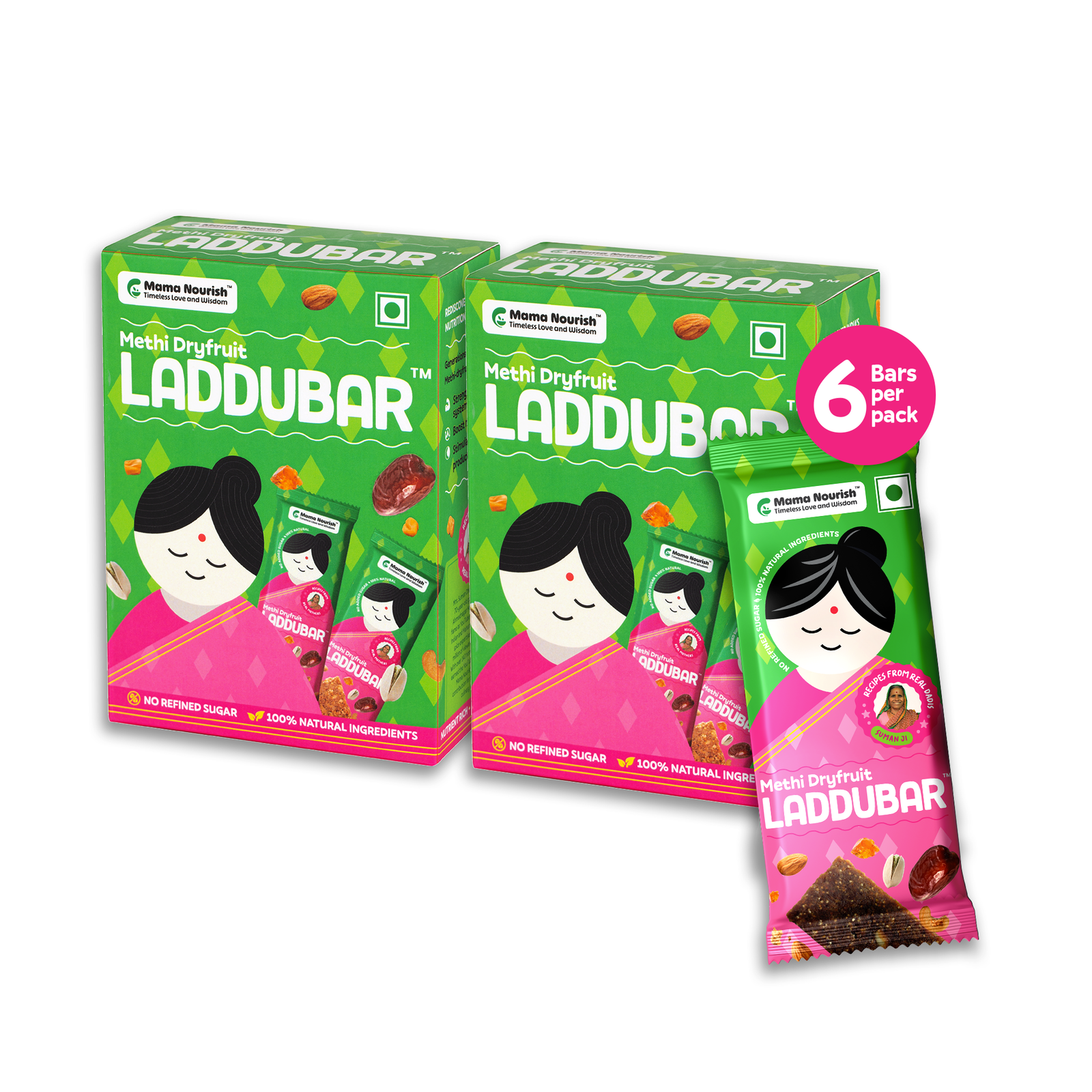 Methi Gondh Dryfruit LadduBar Pack of 6 | For New Mothers - Mama Nourish