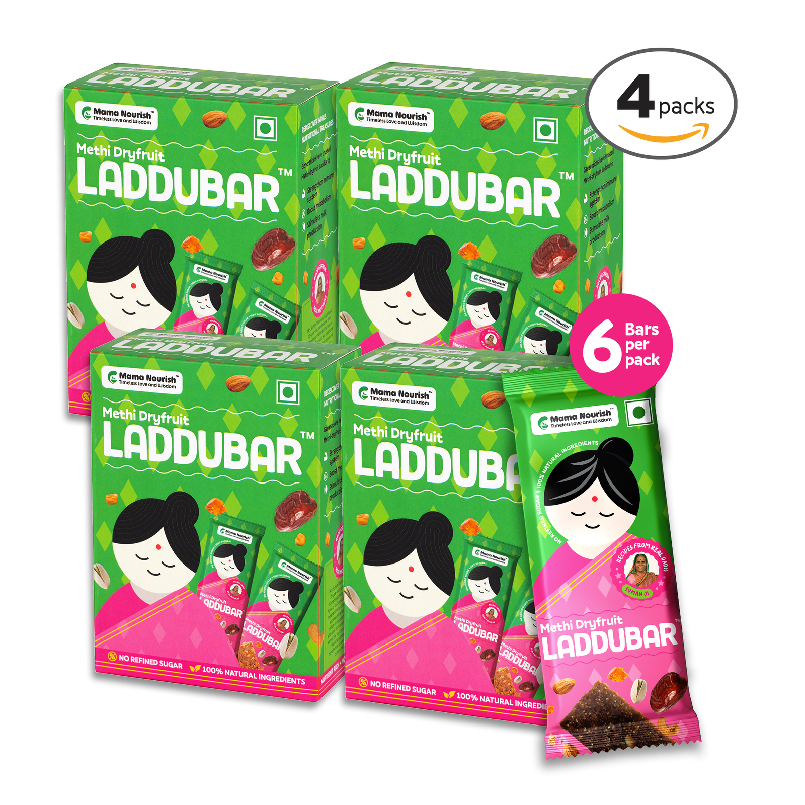 Methi Gondh Dryfruit LadduBar Pack of 6 | For New Mothers - Mama Nourish